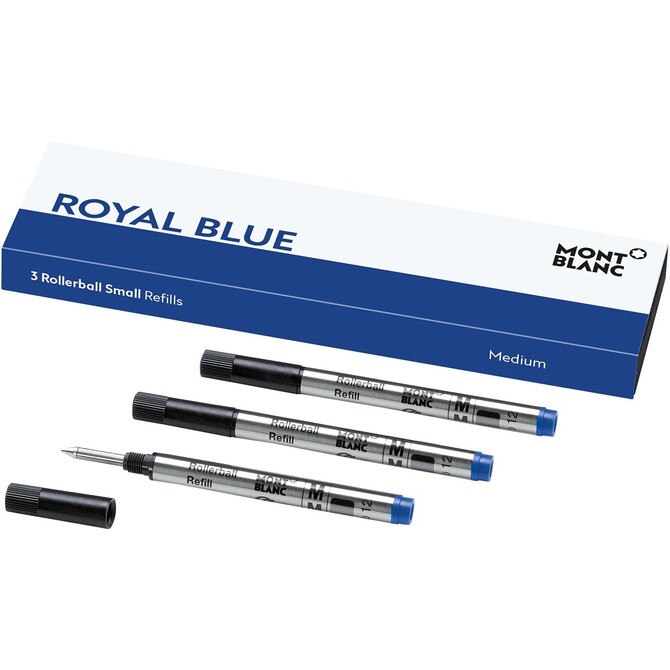 3 small Montblanc refills for medium blue rollerballs