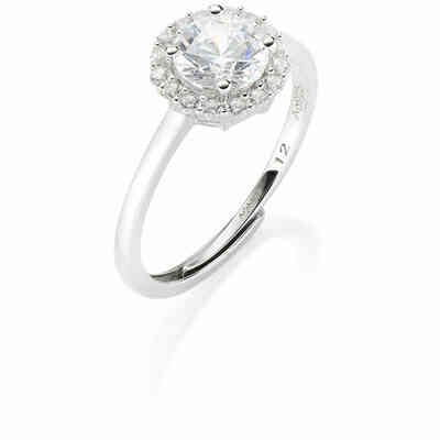 Amen adjustable solitaire ring in silver and white zircons Amen adjustable solitaire ring in silver and white zircons