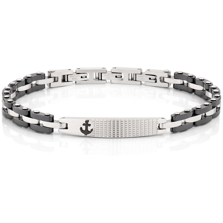 Amen anchor men's bracelet in steel and black ceramic