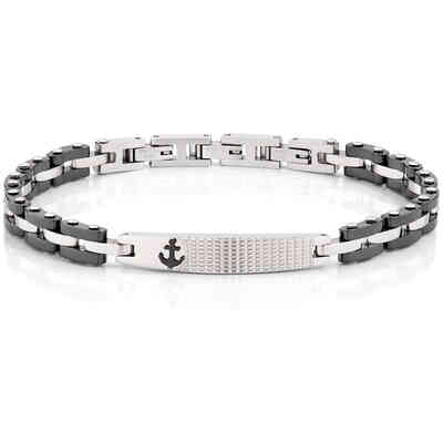 Amen anchor men's bracelet in steel and black ceramic Amen anchor men's bracelet in steel and black ceramic