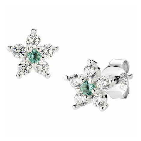 Amen Aqua Green and White Flower Earrings