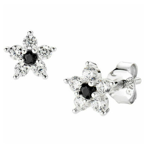 Amen Black and White Flower Earrings
