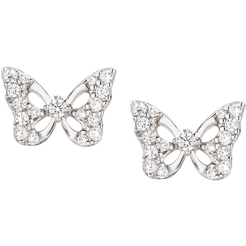 Amen butterfly earrings in silver and white zircons