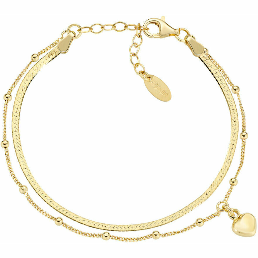 Amen double chain bracelet with golden heart