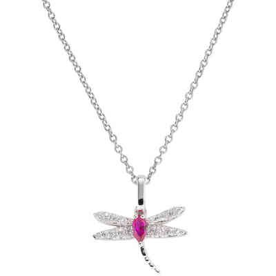 Amen dragonfly necklace in silver with white and red zircons Amen dragonfly necklace in silver with white and red zircons