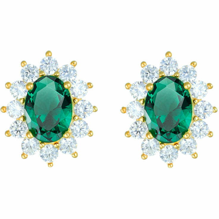 Amen earrings in golden silver with emerald green zircon