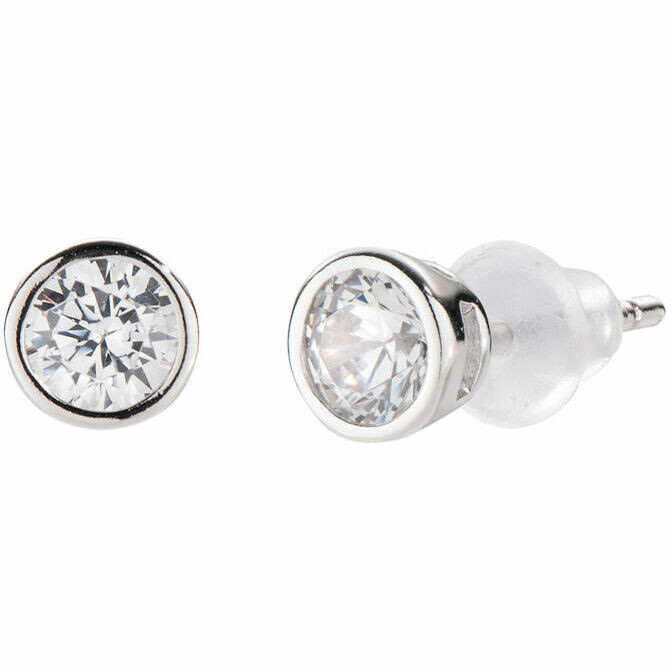 Amen earrings with light point and white zircons 4 mm