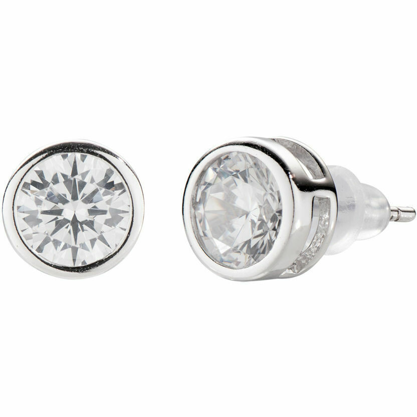 Amen earrings with light point and white zircons 6 mm