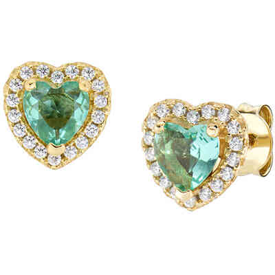 Amen Emerald Heart Earring in Gold-Plated Silver