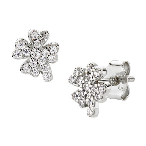 Amen Four-Leaf Clover Earrings with White Zircons