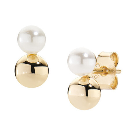 Amen gold-plated sphere and pearl stud earrings