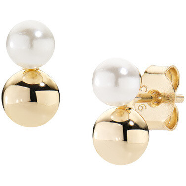 Amen gold-plated sphere and pearl stud earrings Amen gold-plated sphere and pearl stud earrings