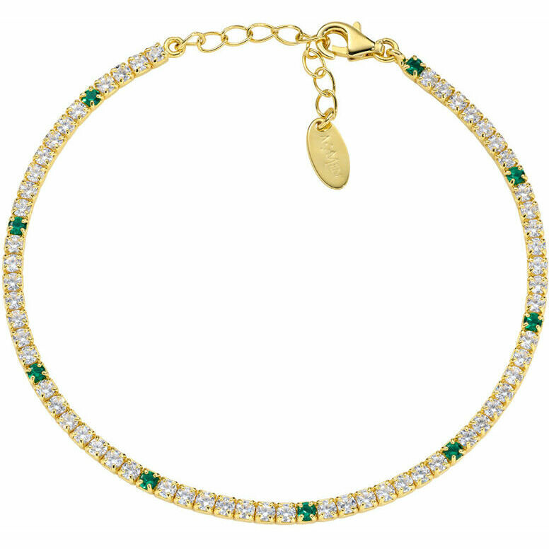 Amen Gold Tennis Bracelet with White and Green Zirconia