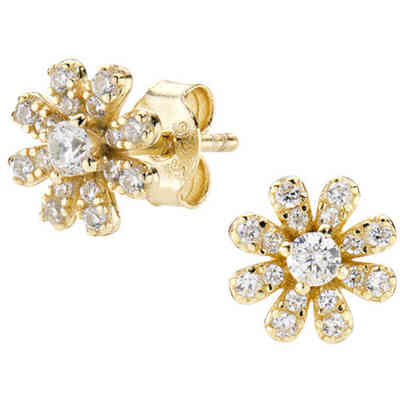 Amen Golden Daisy Earrings with Zircons Amen Golden Daisy Earrings with Zircons