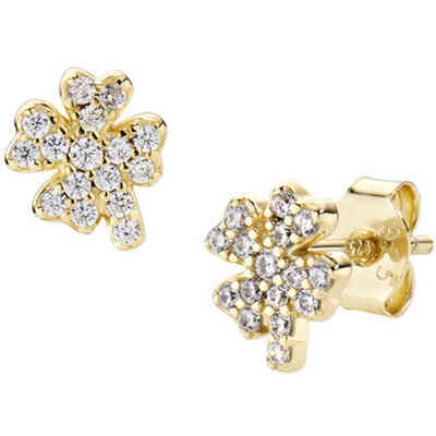 Amen Golden Four-Leaf Clover Earrings with Zirconia Amen Golden Four-Leaf Clover Earrings with Zirconia