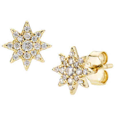 Amen Golden Star Earrings with White Zircons Amen Golden Star Earrings with White Zircons