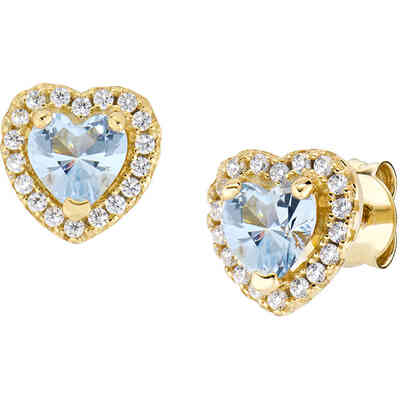 Amen Heart Aquamarine Earring in Gold-Plated Silver