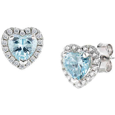 Amen Heart Aquamarine Earring in Silver