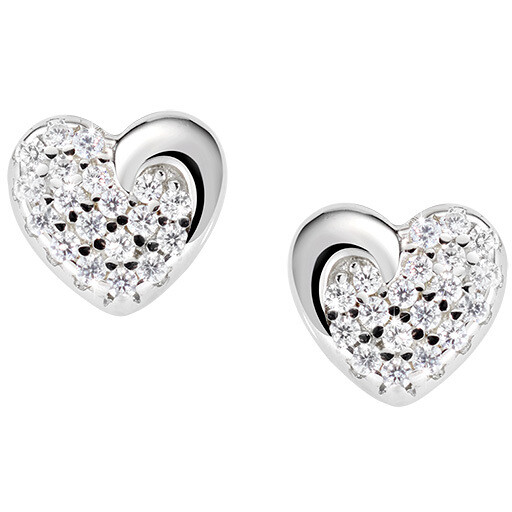 Amen heart earrings in silver and white zircons