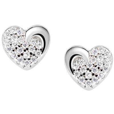 Amen heart earrings in silver and white zircons