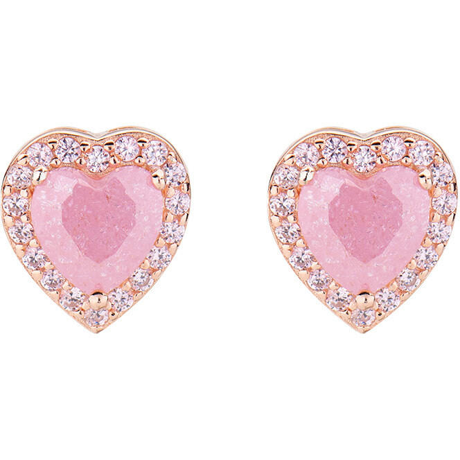 Amen heart earrings in silver with creek stone and pink zircons