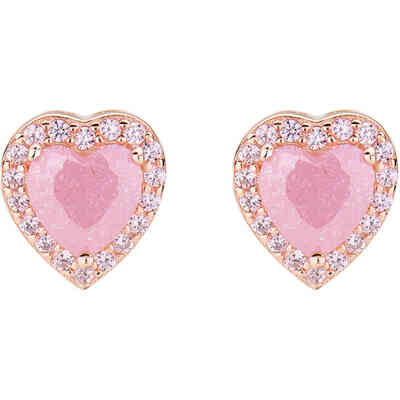 Amen heart earrings in silver with creek stone and pink zircons