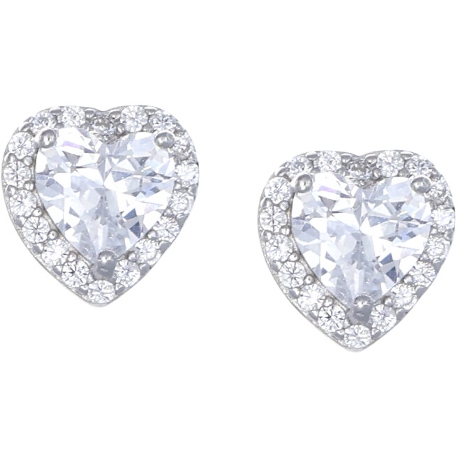 Amen heart earrings in silver with white heart-cut zircon