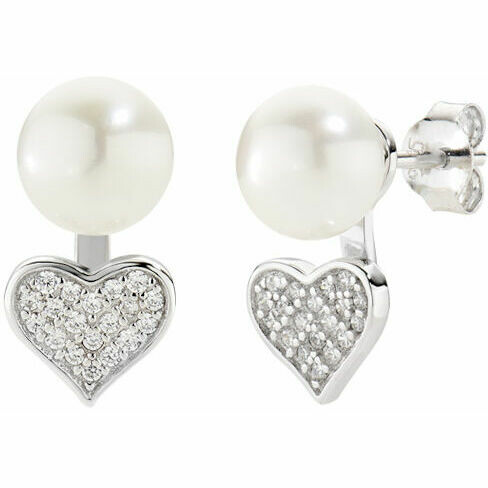 Amen Heart Earrings with Zirconia and Pearl