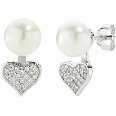 Amen Heart Earrings with Zirconia and Pearl Amen Heart Earrings with Zirconia and Pearl