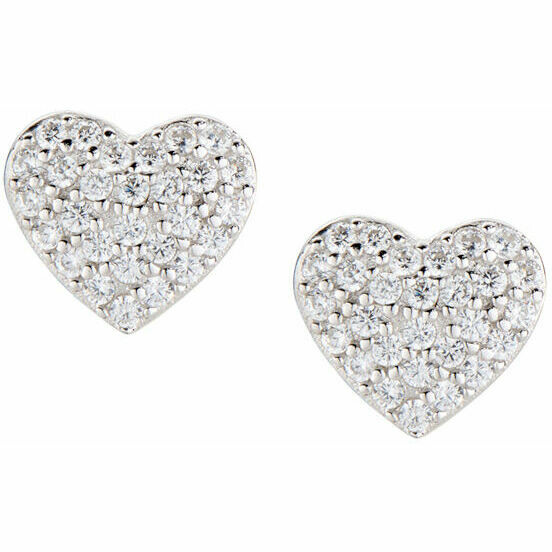 Amen heart lobe earrings in silver and zircons