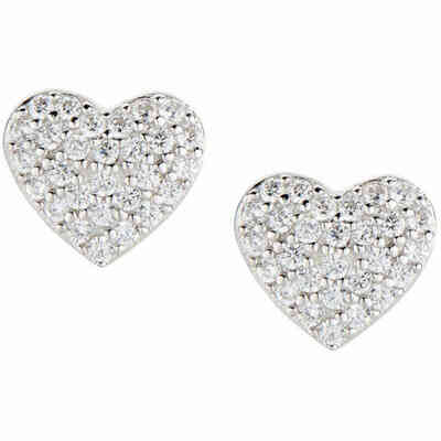 Amen heart lobe earrings in silver and zircons Amen heart lobe earrings in silver and zircons