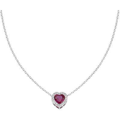 Amen heart necklace with red zircon and white zircons