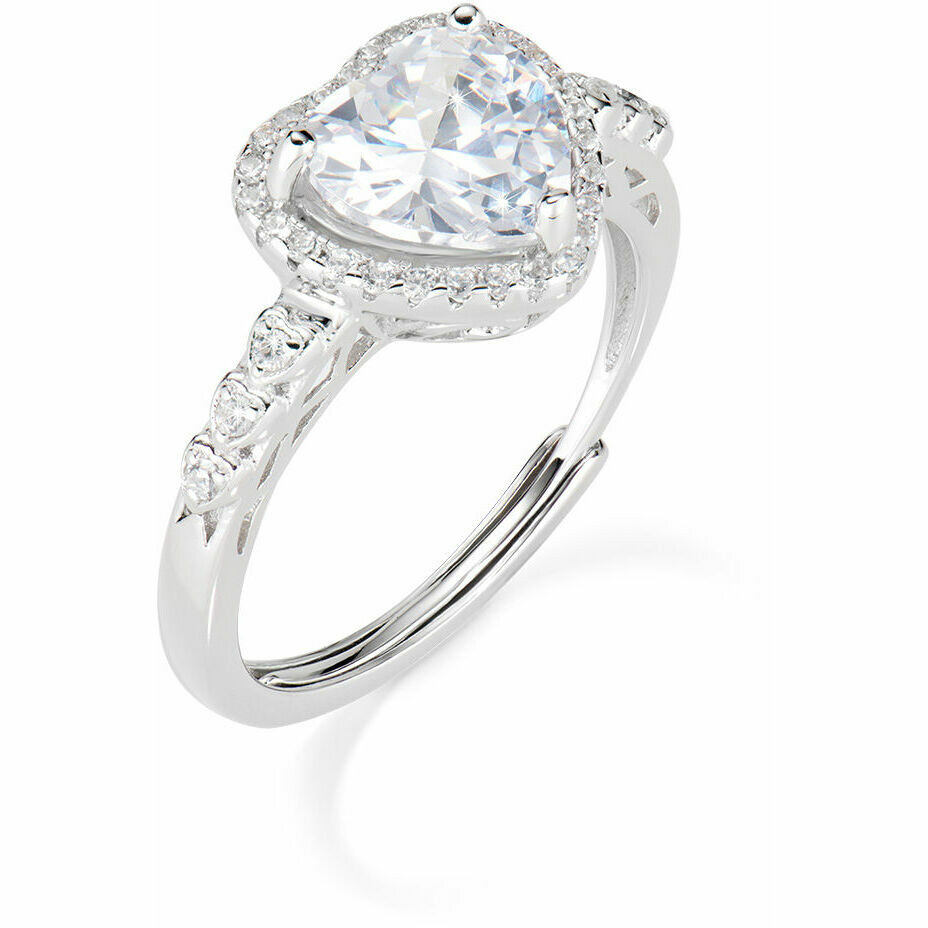 Amen heart ring in silver and white zircons