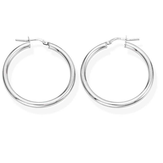 Amen Hoop Earrings for Women in Silver 3 cm