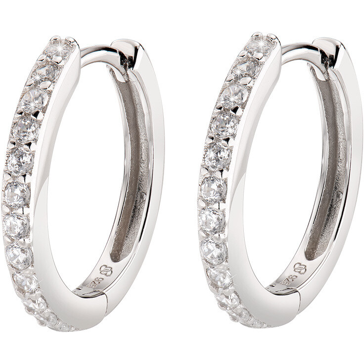 Amen hoop earrings in silver and 15 mm zircons