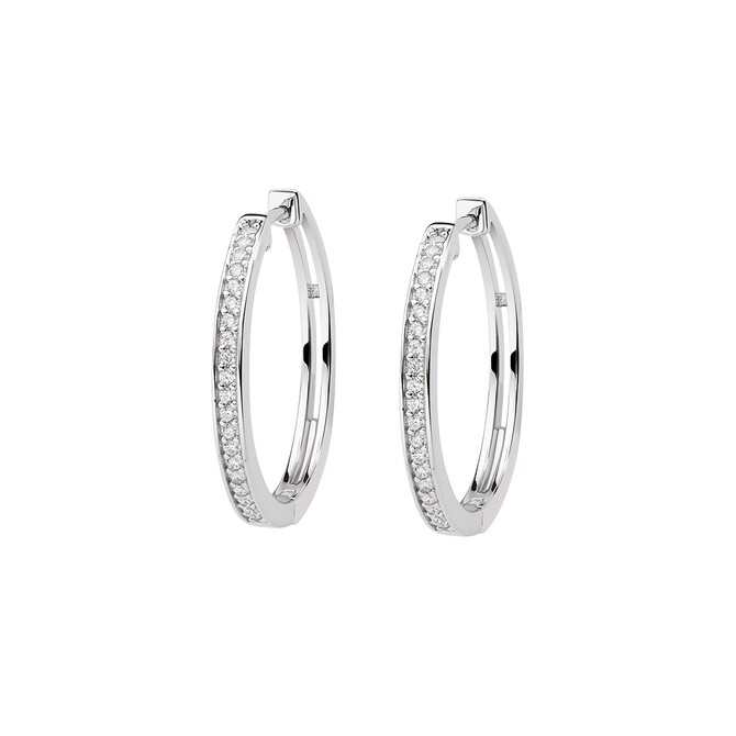 Amen Hoop Earrings in Zirconia Silver