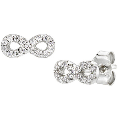 Amen Infinity Earrings in Silver and Zirconia