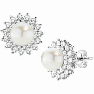 Amen Large Flower Earrings with Pearl Amen Large Flower Earrings with Pearl