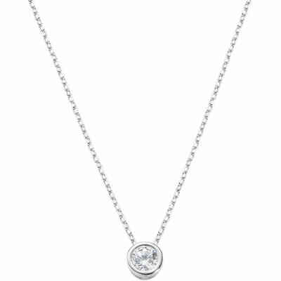 Amen light point necklace in silver and 4 mm white zircon