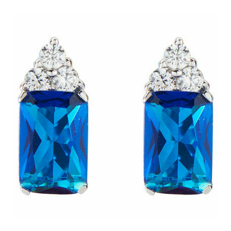 Amen lobe earrings in silver with blue and white zircons