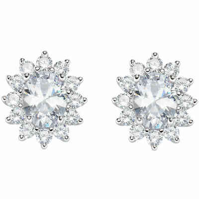 Amen lobe earrings in silver with central oval zircon and contour Amen lobe earrings in silver with central oval zircon and contour