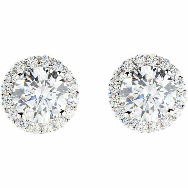 Amen lobe earrings in silver with white zircons and outline