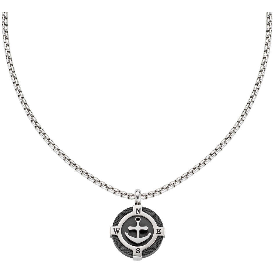 Amen men's necklace in steel with black PVD anchor pendant