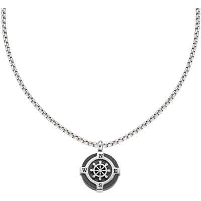 Amen men's necklace in steel with black PVD rudder pendant
