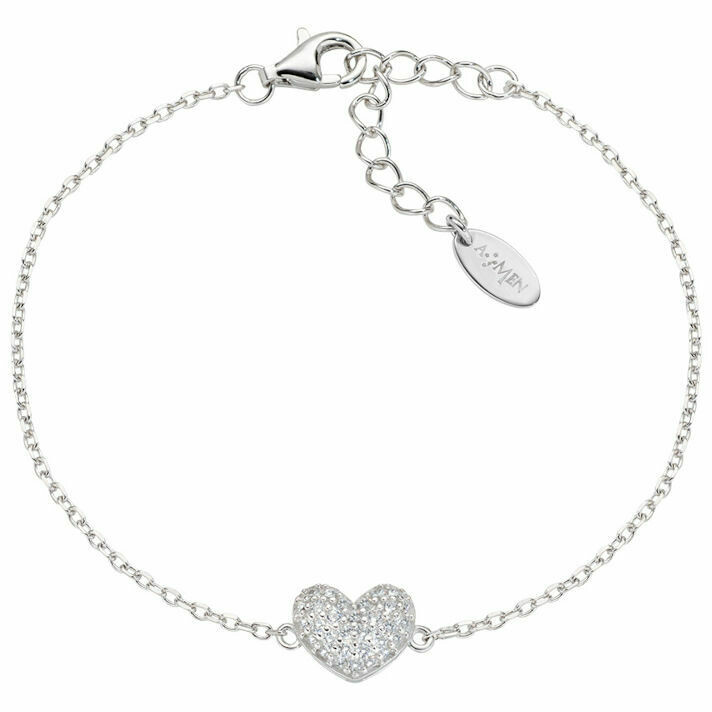 Amen mini heart bracelet with zirconia pavé