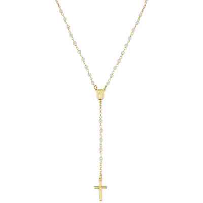 Amen necklace classic golden rosary with pearls Amen necklace classic golden rosary with pearls
