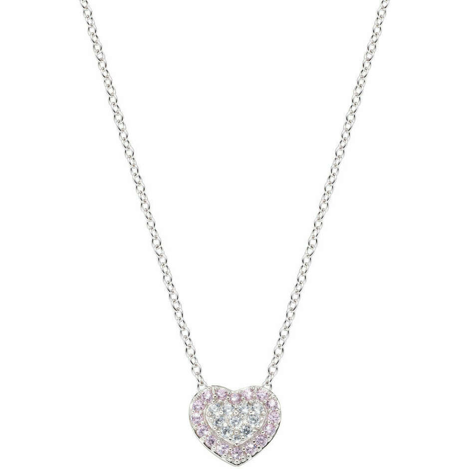 Amen necklace in silver with a heart in white and pink zircon pave