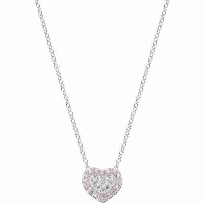 Amen necklace in silver with a heart in white and pink zircon pave