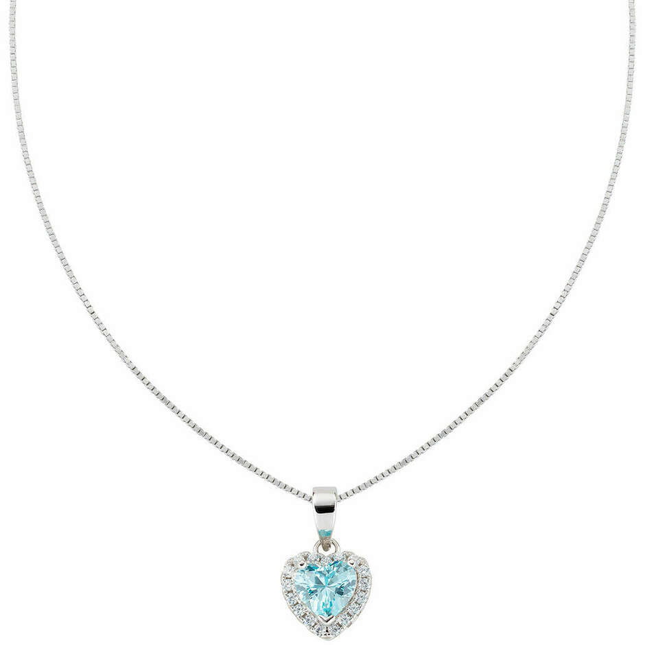 Amen necklace in silver with aquamarine zircon heart pendant