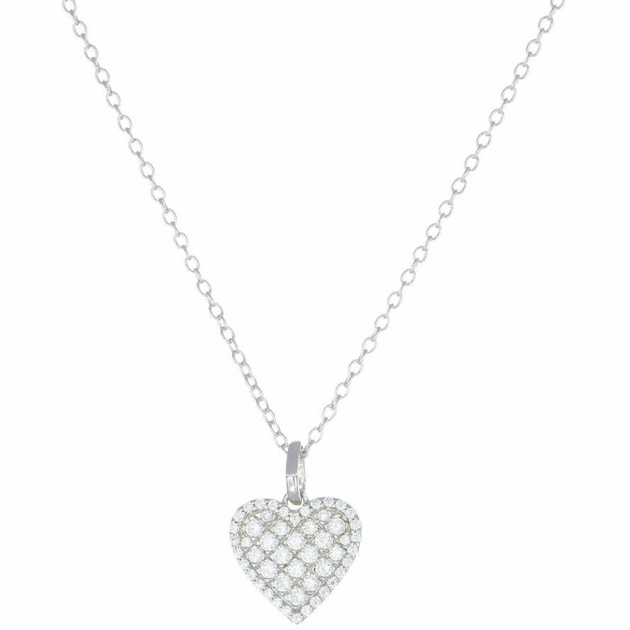Amen necklace in silver with heart pendant in pave zircons